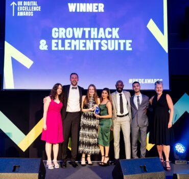 Growthack and elementsuite teams crowned winners at the UK Digital Excellence Awards in 2025 for 'Stand Out B2B SEO Campaign of the Year'